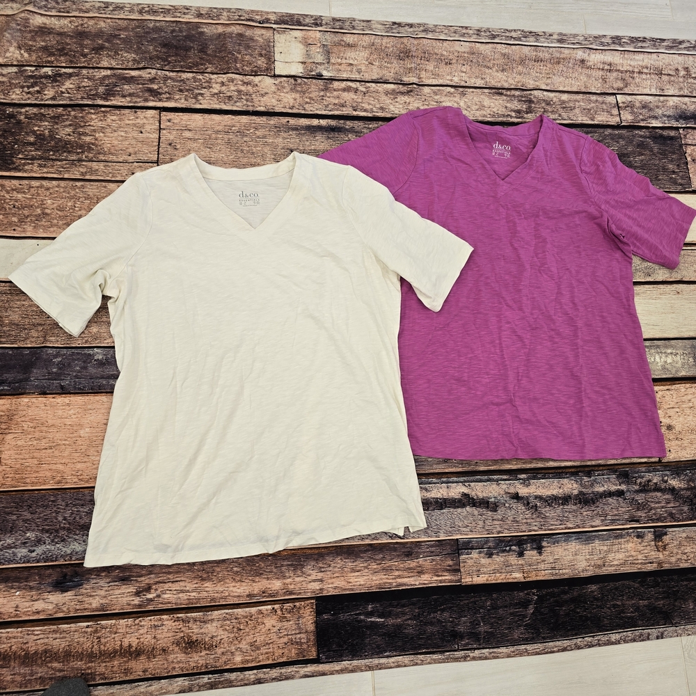 Denim & Co. Essentials Textured Knit 2-Pack V-Neck Tunics